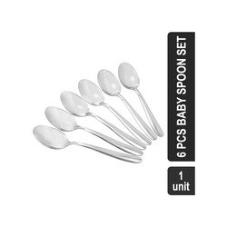 Vinayak Onda Stainless Steel 6 Pcs Baby Spoon Set (Silver)