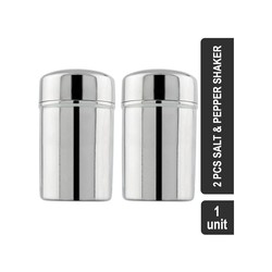 Grocered Happy Home VIHH019 Stainless Steel 2 Pcs 200 ml Salt & Pepper Shaker (5.75 cm, Silver)
