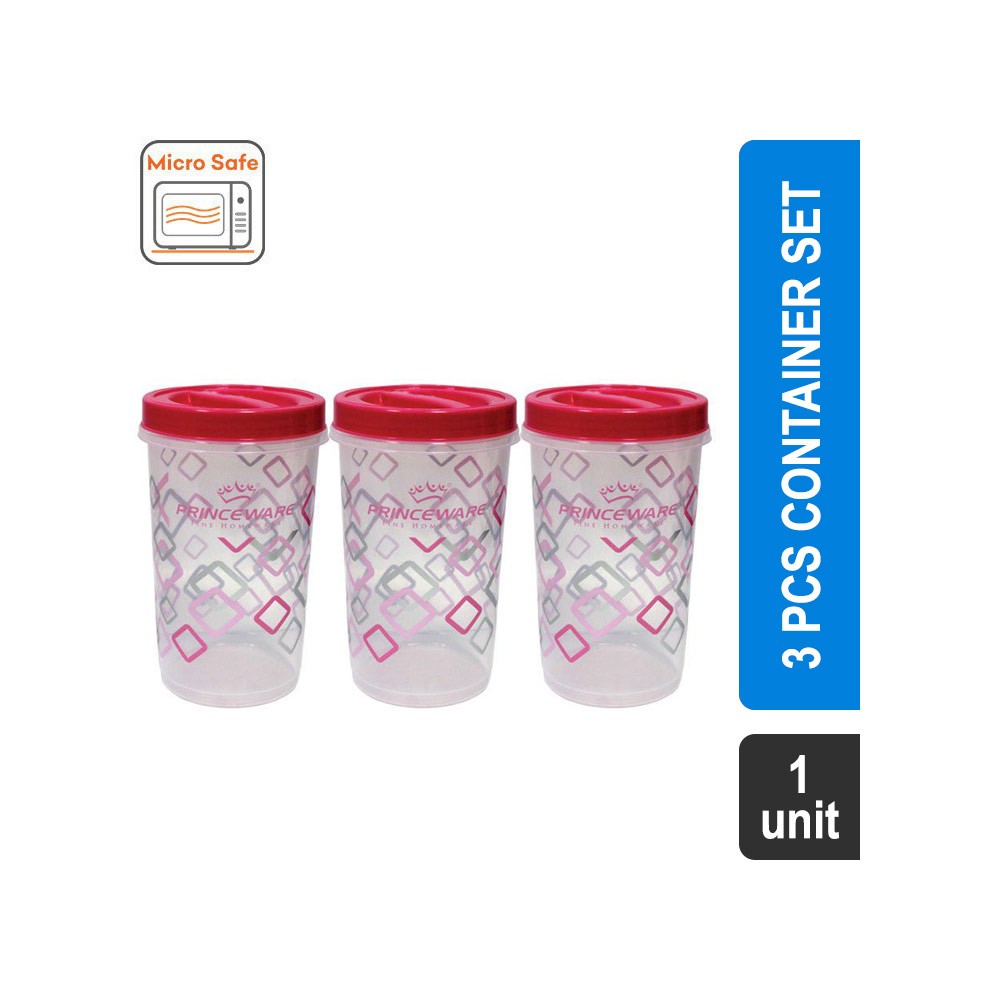 Princeware Polyethylene Container Set 3 Pcs (715 ml, Assorted) (Twister 9428 WS)