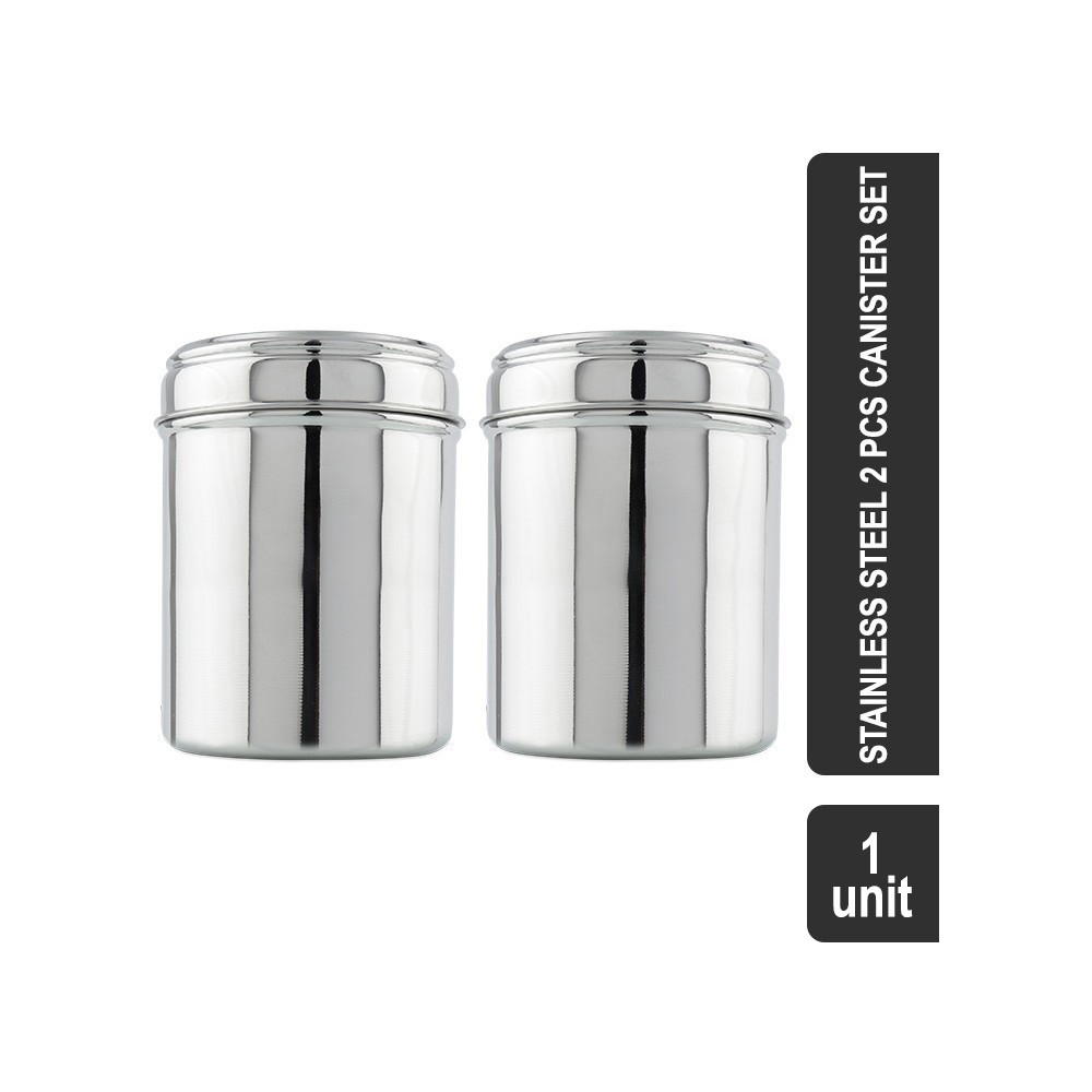 Grocered Happy Home VIHH017 Stainless Steel 2 Pcs Canister Set (800 ml, Silver)