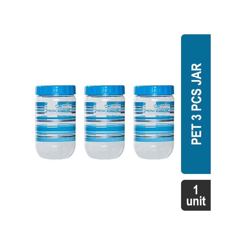 Princeware Pet Jar 3 Pcs (600 ml, Assorted) (5172 Stack N Lock)