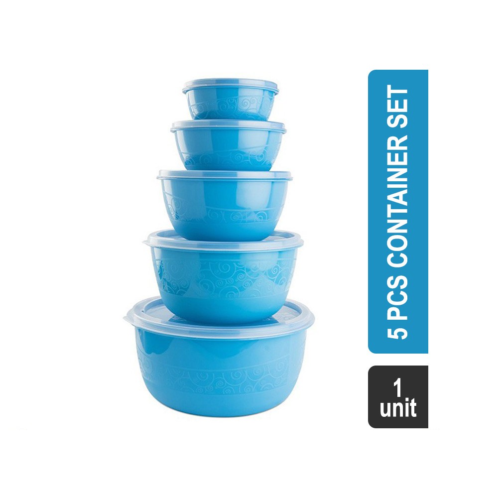 Flair Assorted Polypropylene Container Set 5 Pcs (2.6 lx1.52 lx920 mlx500 mlx300 ml) (FLH-149 Milano)